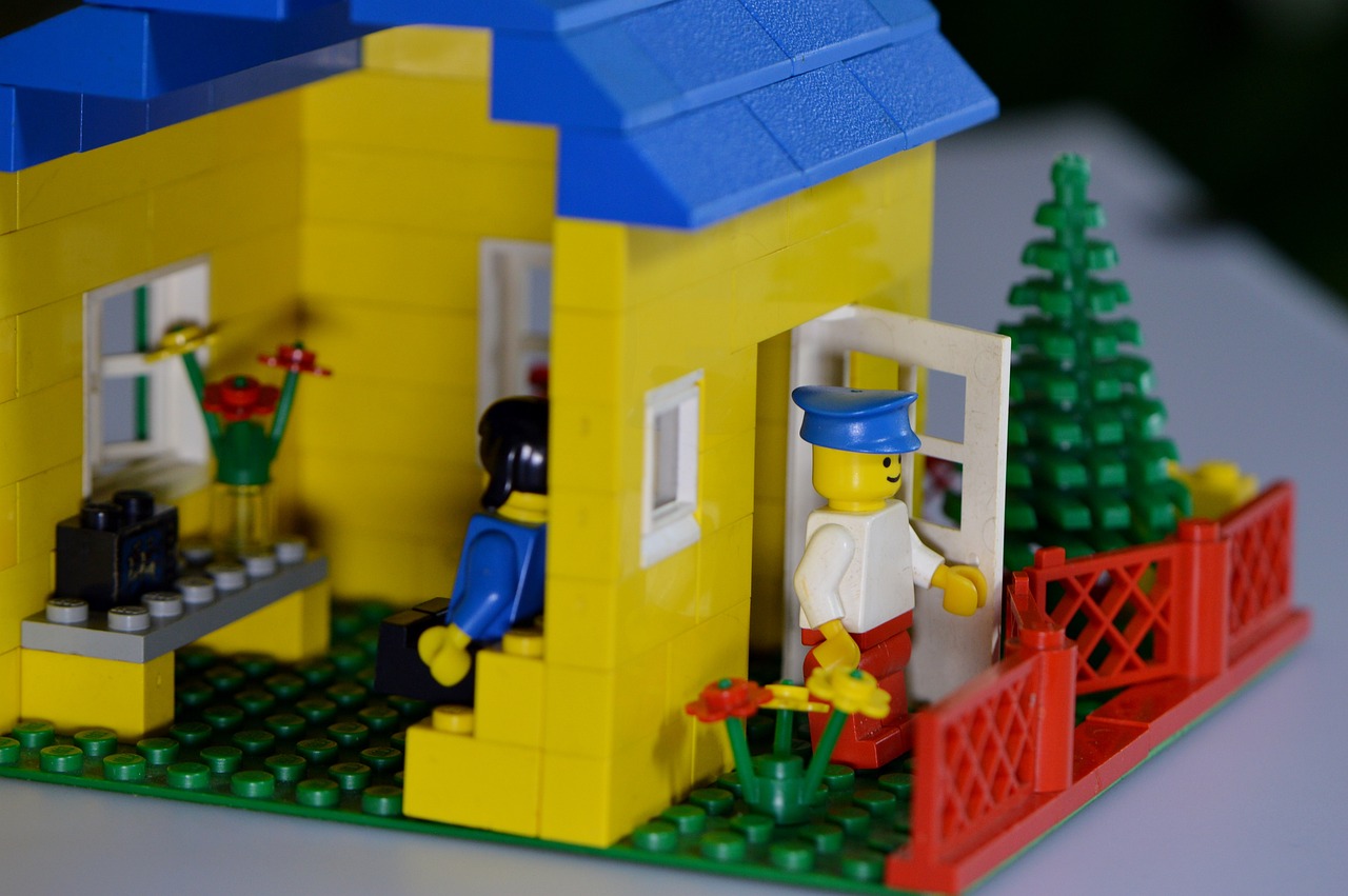 Lego characters in brick house